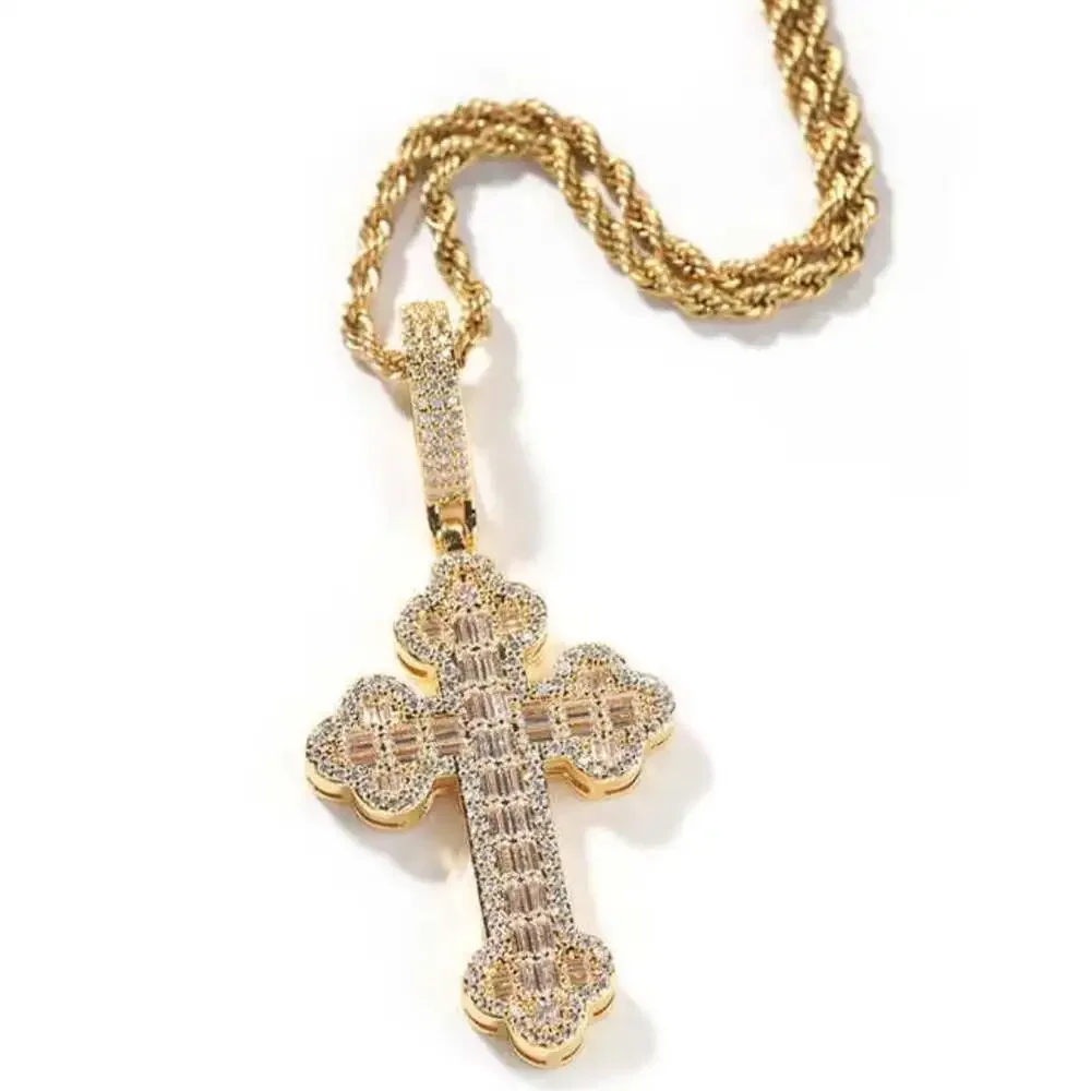 Gold Cross Necklace With Rope A 41 F